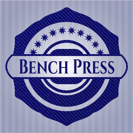Bench Press jean or denim emblem or badge background