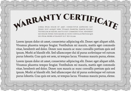 Warranty template or warranty certificate. 