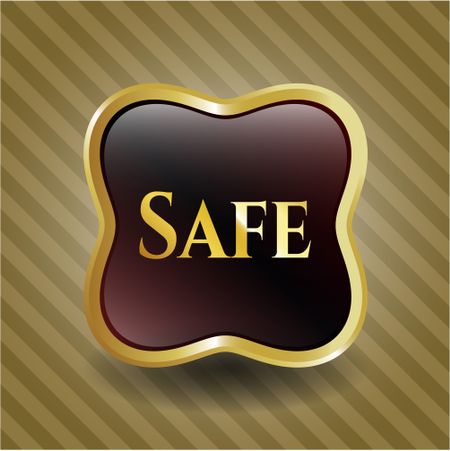 Safe golden emblem or badge