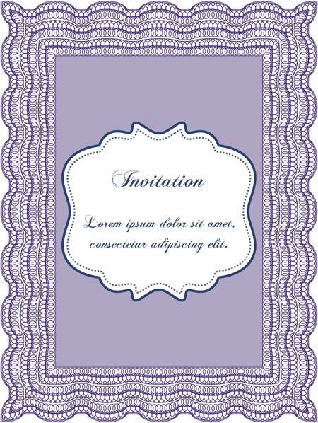 Retro invitation template. Border, frame. With linear background. Beauty design. 