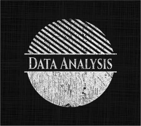 Data Analysis chalk emblem written on a blackboard