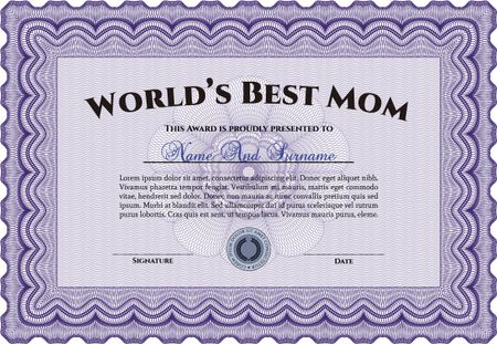World's Best Mother Award Template. Complex background. Customizable, Easy to edit and change colors. Excellent design. 