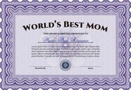 World's Best Mother Award Template. Complex background. Customizable, Easy to edit and change colors. Excellent design.