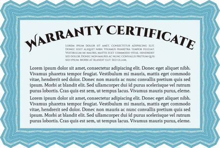 Warranty Certificate. Detailed. Complex design. Printer friendly.