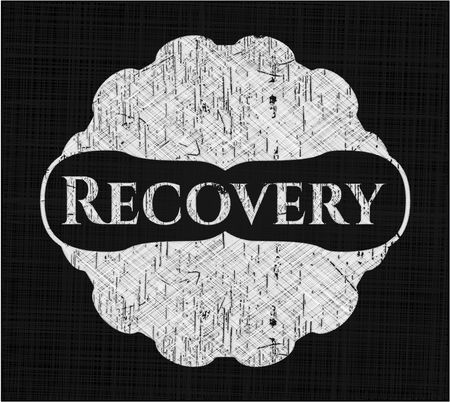 Recovery chalk emblem, retro style, chalk or chalkboard texture