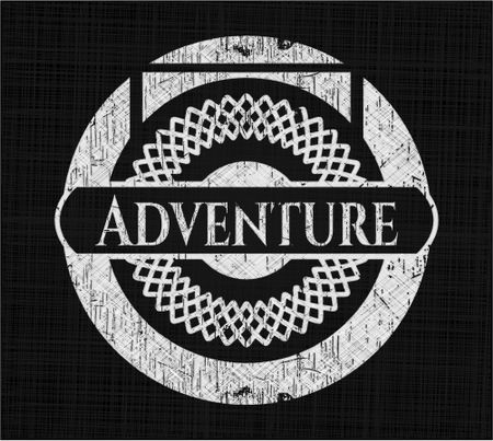 Adventure chalk emblem, retro style, chalk or chalkboard texture