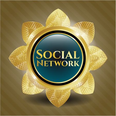 Social Network golden badge or emblem