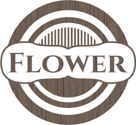 Flower wood icon or emblem