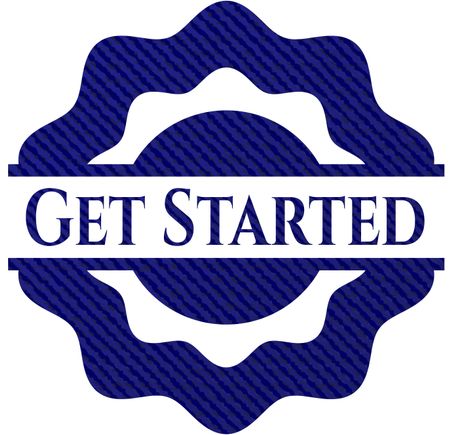 Get Started emblem with denim texture