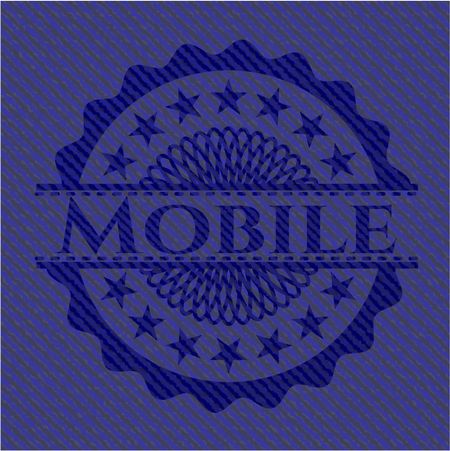 Mobile badge with denim texture