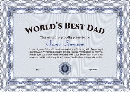 Best Dad Award. Superior design. Border, frame. With quality background. 