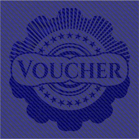 Voucher emblem with jean background