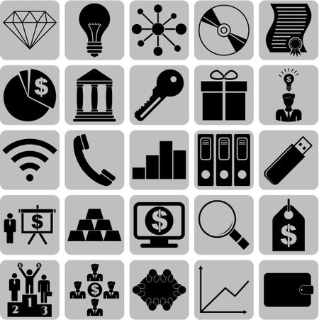 Set of 25 business icons. Universal and Standard Icons.
