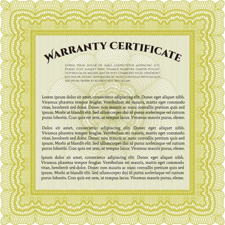 Warranty Certificate. Printer friendly. Detailed. Complex design. 