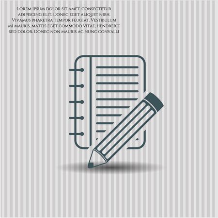 notebook with pencil icon vector symbol flat eps jpg
