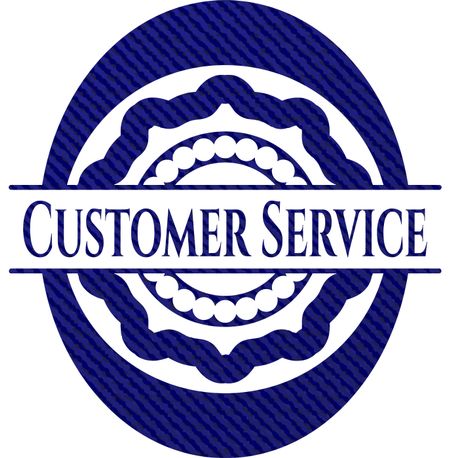 Customer Service badge with denim background