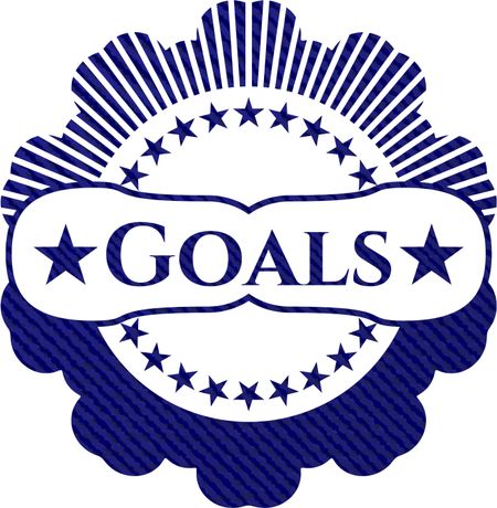 Goals badge with denim background