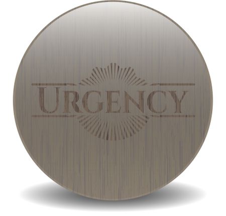 Urgency retro wooden emblem