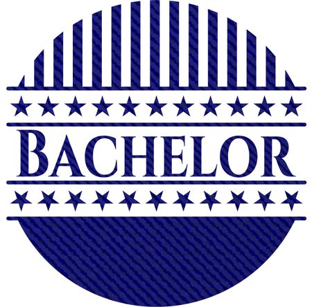 Bachelor badge with jean texture