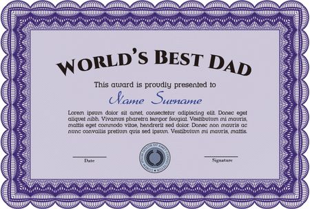 Best Dad Award. With quality background. Superior design. Border, frame. 