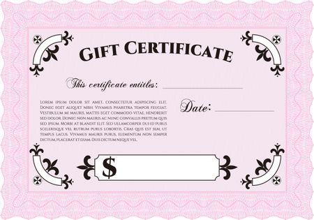 Formal Gift Certificate. With quality background. Superior design. Border, frame. 