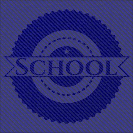 School badge with denim texture