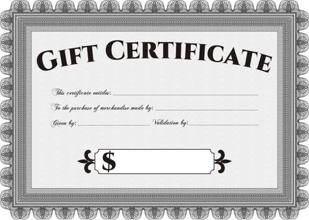 Gift certificate template. Border, frame. Superior design. With quality background. 