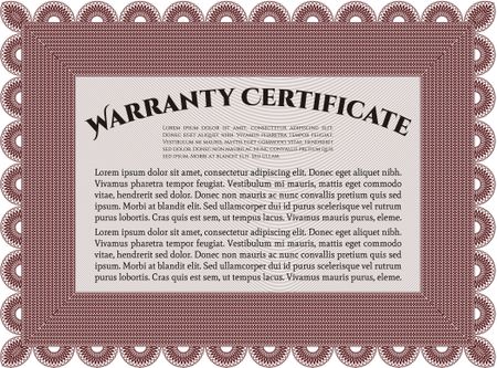 Warranty Certificate template. Cordial design. With background. Detailed. 