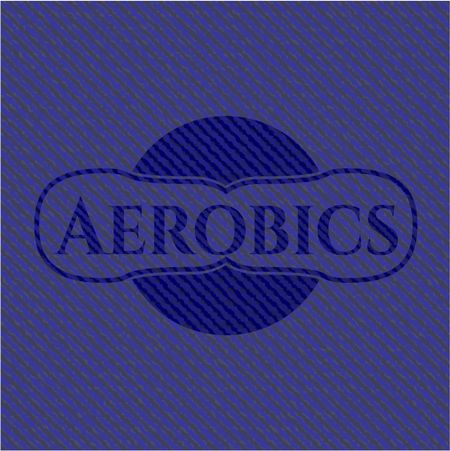 Aerobics jean or denim emblem or badge background