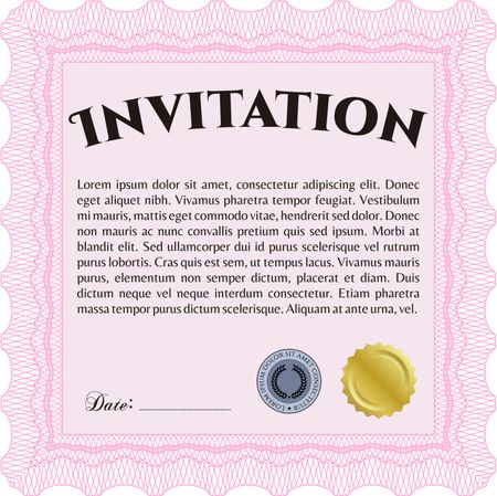 Invitation template. Detailed. Easy to print. Nice design. 