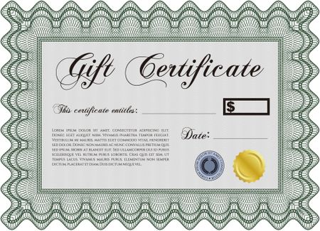 Gift certificate template. Complex design. Detailed. Printer friendly. 