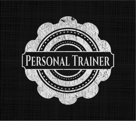 Personal Trainer chalk emblem written on a blackboard