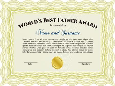 Best Dad Award Template. Excellent complex design. Vector illustration. With complex linear background. 