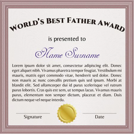 World's Best Dad Award. Detailed. Complex design. Printer friendly. 