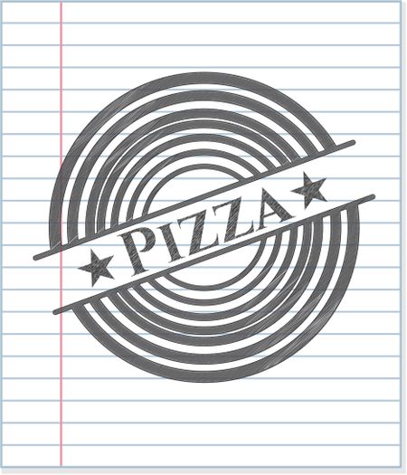 Pizza emblem drawn in pencil