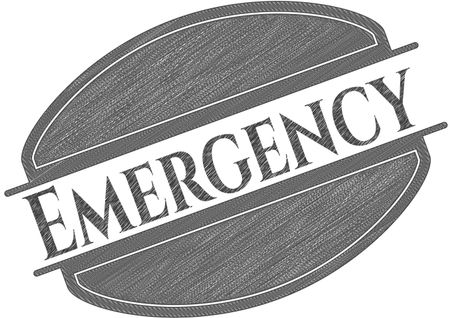 Emergency emblem drawn in pencil