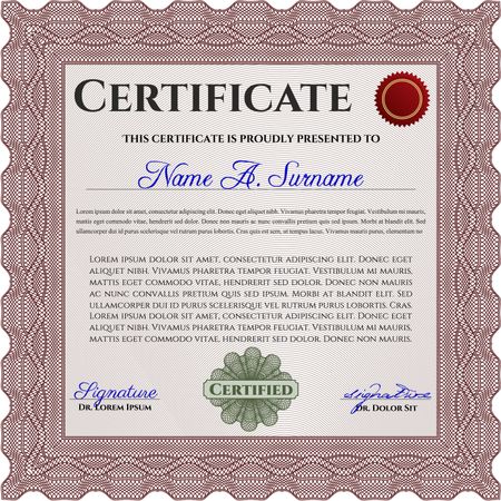 Sample Certificate. Artistry design. Vector pattern that is used in money and certificate. With quality background. Red color.