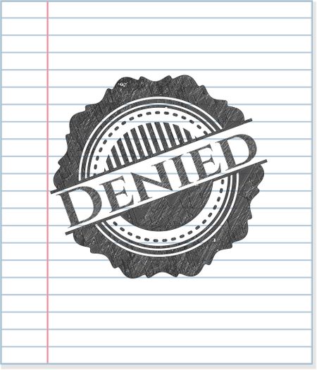 Denied emblem with pencil effect