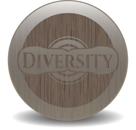 Diversity badge with wooden background