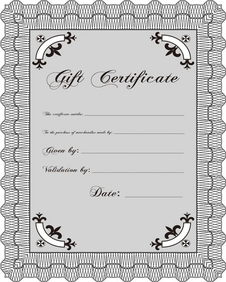 Retro Gift Certificate. Good design. Customizable, Easy to edit and change colors. With complex background.