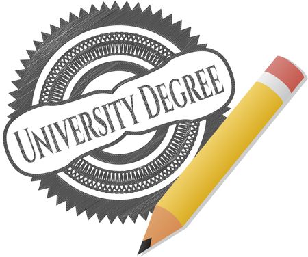 University Degree pencil strokes emblem