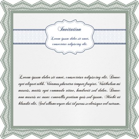 Retro vintage invitation. Sophisticated design. With great quality guilloche pattern. 