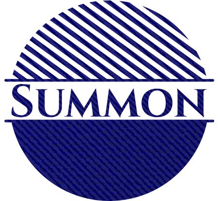 Summon jean or denim emblem or badge background