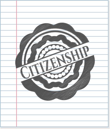 Citizenship emblem drawn in pencil