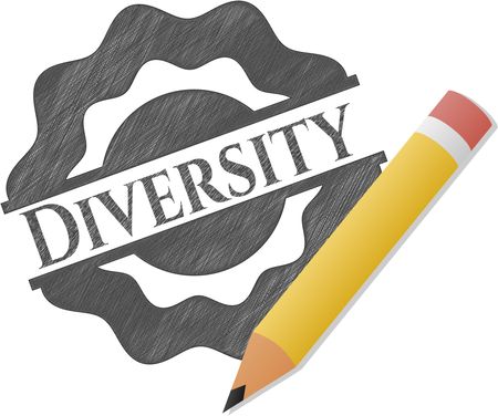 Diversity emblem with pencil effect