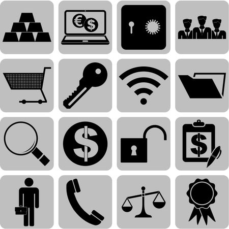 16 businessicon set. Universal and Standard Icons.