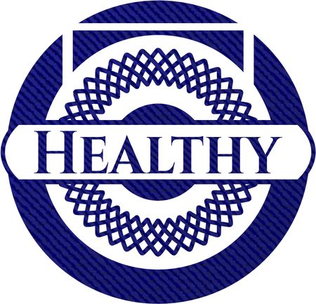 Healthy emblem with jean texture