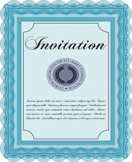 Retro vintage invitation. With great quality guilloche pattern. Retro design. 