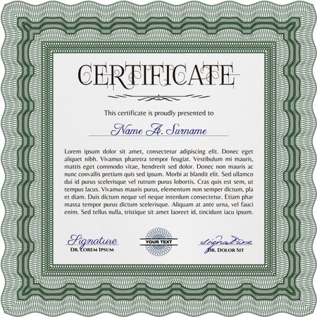 Green Certificate template. Customizable, Easy to edit and change colors. Easy to print. Nice design. 