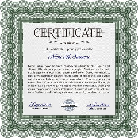 Green Certificate template. Customizable, Easy to edit and change colors. Easy to print. Nice design.